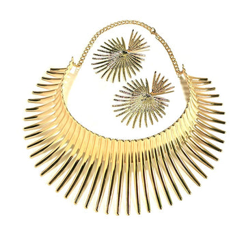 Lanique Exaggerated Torque Choker Necklace Earrings Set