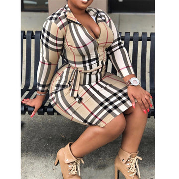 Deondra Plaid Long Sleeve Dress