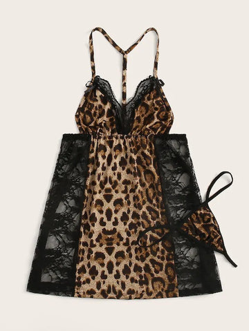 Two Piece Leopard Print Lingerie