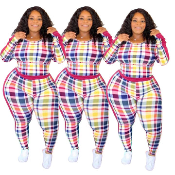Plaid Printed Two Piece Suit