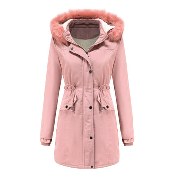 Velvet Cotton Lined Winter Coat with Detachable Hood