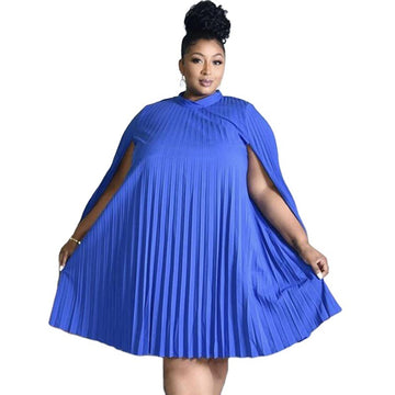 Batwing Sleeve Pleated Swing Dress
