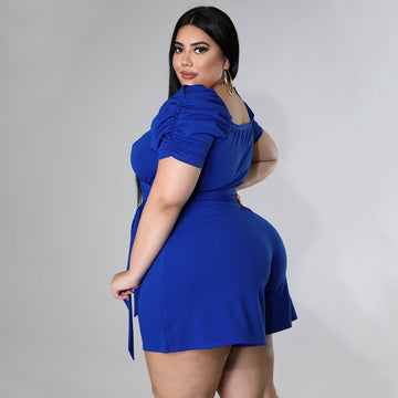 Maria Ruffled Sleeve Short Belted Jumpsuit