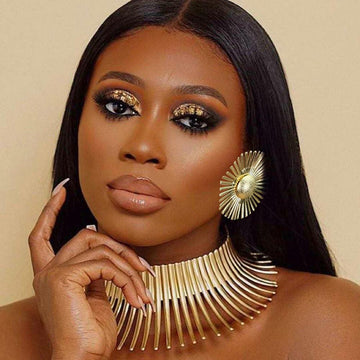 Lanique Exaggerated Torque Choker Necklace Earrings Set