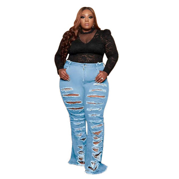 High-Rise Ripped Distressed Jeans