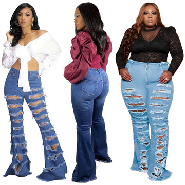 High-Rise Ripped Distressed Jeans