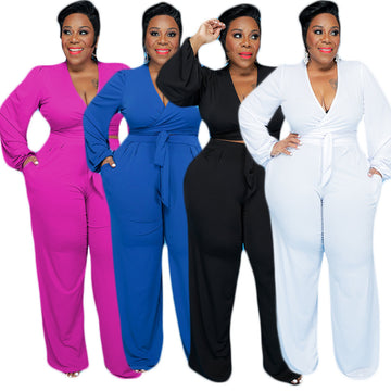 Two Piece Wrap Tie Pant Suit