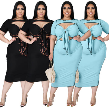 Reverse Side Hollow Out Short Sleeve Dress