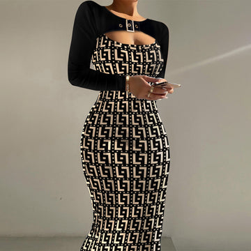 Samarra Long Sleeve False Two-Piece Fishtail Dress