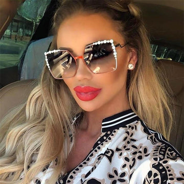 Ava Oversized Pearl Frame Sunglasses