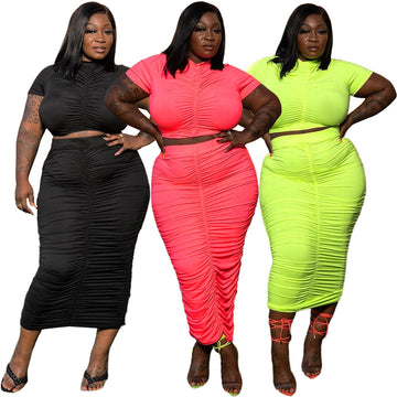 Two Piece Ruched Skirt Set