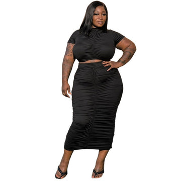 Two Piece Ruched Skirt Set