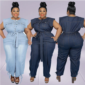 Sleeveless Denim Jumpsuit