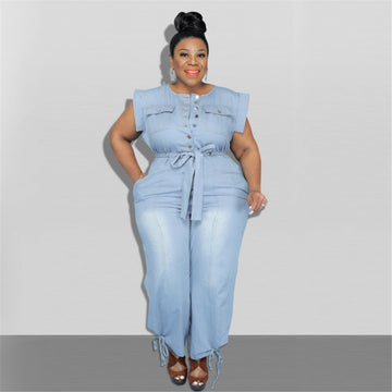 Sleeveless Denim Jumpsuit