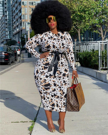 Belted Printed Dress